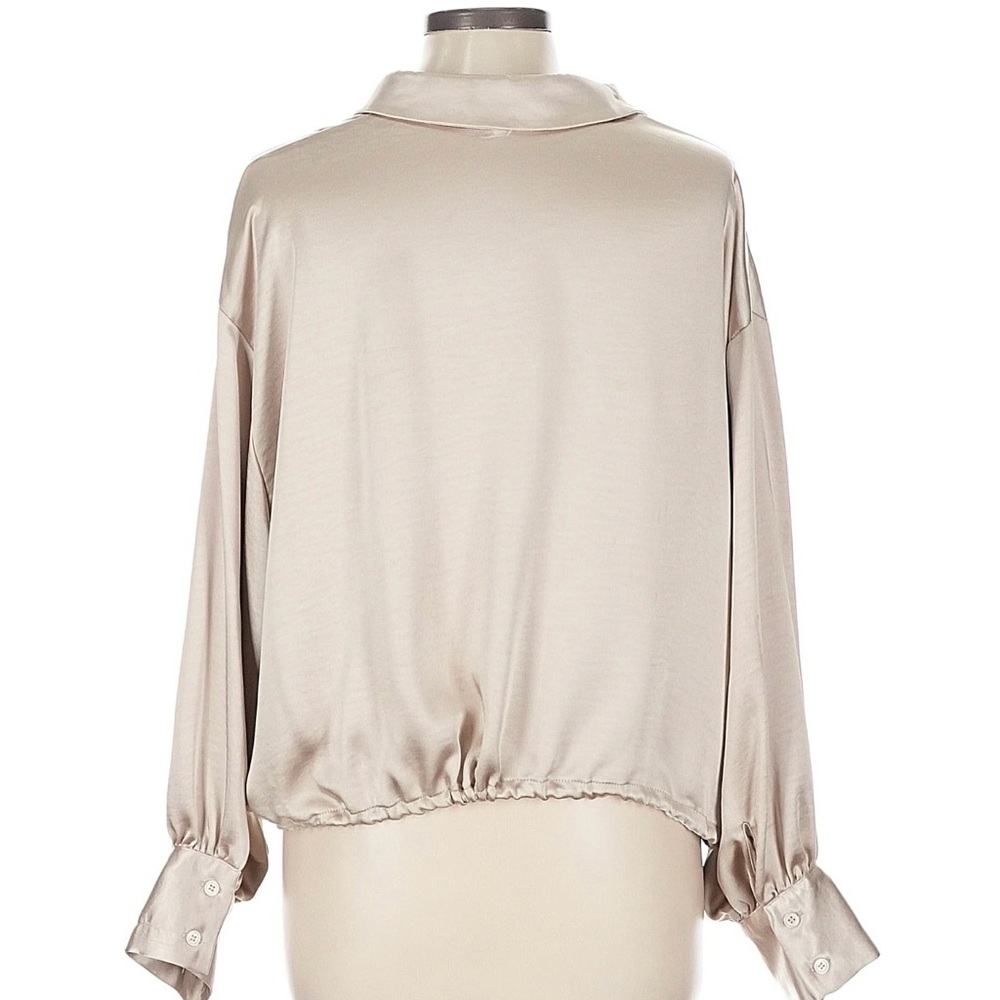 Drew Light Cream Button-Down Drawstring Hem Shirt - image 2